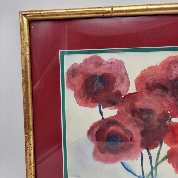 Emil Nolde Watercolor Red Yellow Poppies Blue Delphinium 1930 Japan 16x12" Repro - Picture 2 of 11